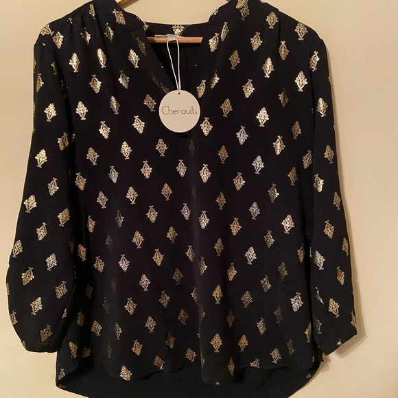 Chenault Black Graphic 3/4 Sleeve Blouse - Picture 1 of 3